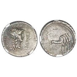 Roman Empire, AR denarius, L. Cornelius Sulla (died 79 BC), 82 BC, NGC XF, strike 4/5, surface 4/5.