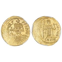 Byzantine Empire, AV solidus, Phocas, 602-610 AD, Constantinople mint, NGC Ch AU, strike 4/5, surfac