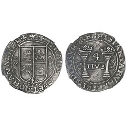 Mexico City, Mexico, 4 reales, Charles-Joanna, "Early Series," assayer P to right (oMo-oPo), left-le