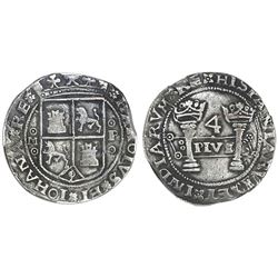 Mexico City, Mexico, 4 reales, Charles-Joanna, "Early Series," assayer P to right (oMo-oPo), left-le
