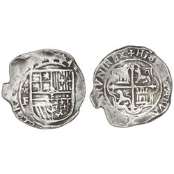 Mexico City, Mexico, cob 8 reales, Philip II, assayer F.