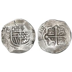 Mexico City, Mexico, cob 8 reales, Philip II, assayer F, with pomegranate-like ornament for o in min
