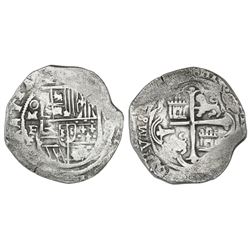 Mexico City, Mexico, cob 8 reales, Philip II, assayer F, large O in mintmark.