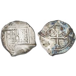 Mexico City, Mexico, cob 8 reales, Philip IV, assayer P, with chopmarks and test-cuts as from circul