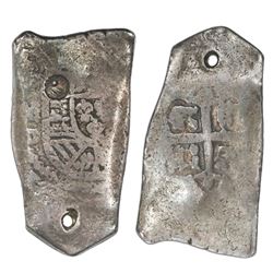 Mexico City, Mexico, cob 8 reales, Philip V or Louis I, assayer D, with contemporary counterfeit Gua