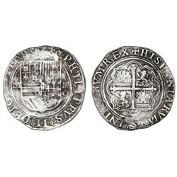 Mexico City, Mexico, cob 4 reales, Philip II, assayer O below denomination oIIII to right, mintmark