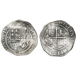 Mexico City, Mexico, cob 4 reales, Philip II, assayer O below denomination oIIII to right, mintmark