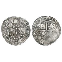 Mexico City, Mexico, cob 4 reales, Philip II, assayer O below mintmark oM to left, denomination oIII