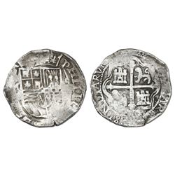 Mexico City, Mexico, cob 4 reales, Philip II, assayer F below mintmark oM to left, denomination o-II