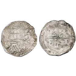 Potosi, Bolivia, cob 8 reales, Philip II, assayer A, PCGS AU58.