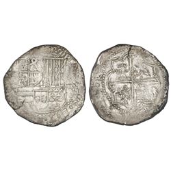 Potosi, Bolivia, cob 8 reales, Philip II, assayer A.