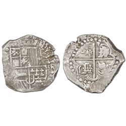 Potosi, Bolivia, cob 8 reales, 1622, assayer not visible (T or P), lions and castles transposed in c