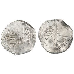 Potosi, Bolivia, cob 8 reales, Philip IV, assayer T with cross-fleury ornaments (ca. 1631), ex-Conce