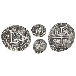 Potosi, Bolivia, cob 1/2 real, Philip II, assayer B (5th period) to left, mintmark P to right, borde