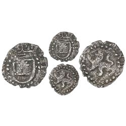 Potosi, Bolivia, cob 1/4 real, Philip III, no assayer, shield around castle, large lion without shie