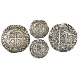 Potosi, Bolivia, cob 8 reales Royal (galano), 1657E, pomegranate at top on both sides, with Guatemal