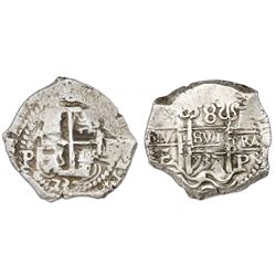 Potosi, Bolivia, cob 8 reales, 1737E, NGC AU 55.