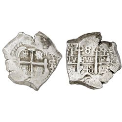 Potosi, Bolivia, cob 8 reales, 1748q, NGC XF 45.