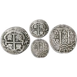 Potosi, Bolivia, cob 4 reales Royal (galano), 1687VR, extremely rare, ex-Santa Rosa de Lima.