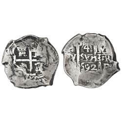 Potosi, Bolivia, cob 4 reales, 1692VR.