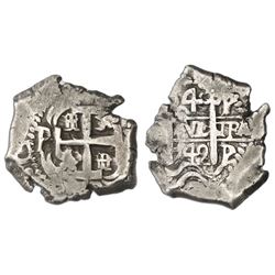 Potosi, Bolivia, cob 4 reales, 1742P, rare.