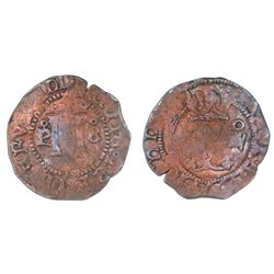 Santo Domingo, Dominican Republic, copper 4 maravedis, Charles-Joanna, mintmark oP-oS (very rare), a