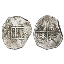 Bogota, Colombia, cob 4 reales, Philip IV, assayer not visible (style of assayer P), rare.