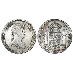 Potosi, Bolivia, bust 8 reales, Ferdinand VII, 1808PJ (struck in 1813).