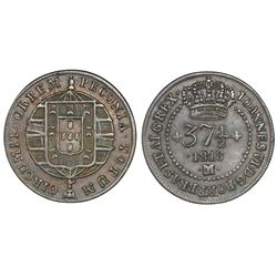Brazil (Minas mint), copper 37-1/2 reis, Joao VI, 1818-M, NGC AU 50 BN, finest and only example in N
