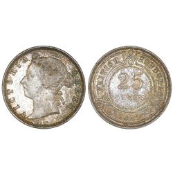 British Honduras, 25 cents, 1897, Victoria, NGC AU 58.