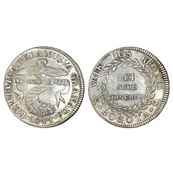 Bogota, Colombia, 2 reales, 1844RS, NGC AU 55, finest known in NGC census.
