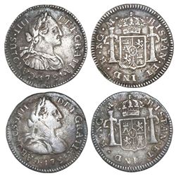 Lot of two Guatemala bust 1/2R, Charles IV, 1791M.