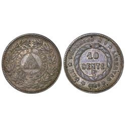 Honduras, 10 centavos, 1893/83, NGC AU details / reverse damage, ex-Carter (stated on label).