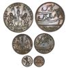 Image 1 : Lot of three Madras, India, copper cash coins dated 1803: XX cash, NGC UNC details / cleaned; V cash