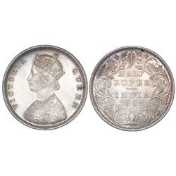 Bombay, India (British), 1/2 rupee, Victoria, 1862(B&M), four-and-a-half panels, slant-top 1, NGC MS