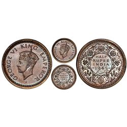 Lahore, India (British), original proof 1/2 rupee, 1945-L, George VI, large 5, PCGS PR65.