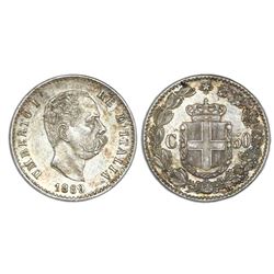 Rome, Italy, 50 centesimi, 1889-R, Umberto I, NGC MS 61.