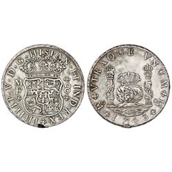 Mexico City, Mexico, pillar 8 reales, Philip V, 1743MF.