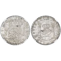 Mexico City, Mexico, pillar 8 reales, Philip V, 1745MF, NGC MS 61.