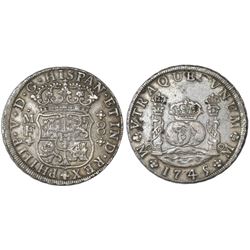 Mexico City, Mexico, pillar 8 reales, Philip V, 1745MF.
