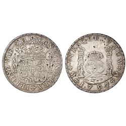 Mexico City, Mexico, pillar 8 reales, Ferdinand VI, 1757MM, with tiny chopmarks as from circulation 