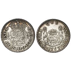 Mexico City, Mexico, pillar 2 reales, Ferdinand VI, 1757/6M.