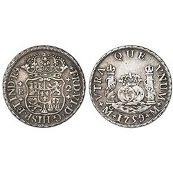 Mexico City, Mexico, pillar 2 reales, Ferdinand VI, 1759M, cross ornaments.