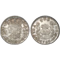 Mexico City, Mexico, pillar 2 reales, Charles III, 1768/6M, very rare.