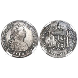 Mexico City, Mexico, bust 1 real, Charles IV, 1807/6TH, NGC MS 62, finest known in NGC census.