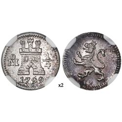 Mexico City, Mexico, 1/4 real, 1799/8, NGC MS 63.