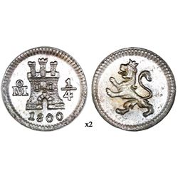 Mexico City, Mexico, 1/4 real, 1800, NGC MS 64, finest known in NGC census.