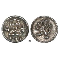 Mexico City, Mexico, 1/4 real, 1816, NGC AU 55.