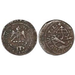 Tlalpujahua, Mexico (National Congress), copper 1/2 real, Ferdinand VII, 1813, NGC VF 30 BN, finest