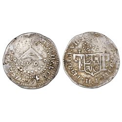 Zacatecas, Mexico, 2 reales provisional, Ferdinand VII, 1811-LVO, local arms, NGC VF 25.